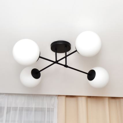 Żyrandol natynkowy MOON 4xE27/15W/230V czarny