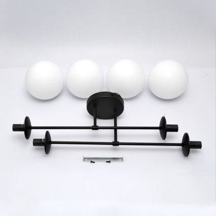 Żyrandol natynkowy MOON 4xE27/15W/230V czarny