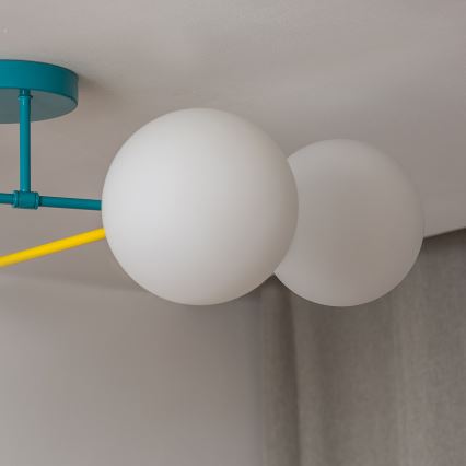 Přisazený lustr MOON 4xE27/15W/230V tyrkysová/žlutá