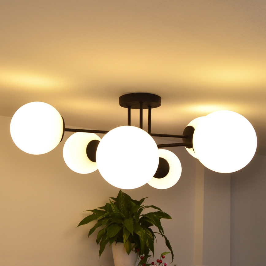 Żyrandol natynkowy MOON 6xE27/15W/230V czarny