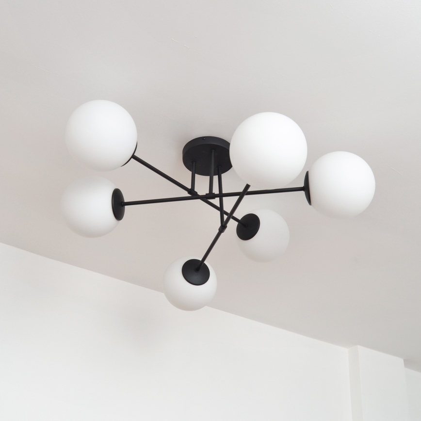 Żyrandol natynkowy MOON 6xE27/15W/230V czarny