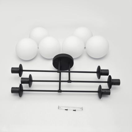Żyrandol natynkowy MOON 6xE27/15W/230V czarny