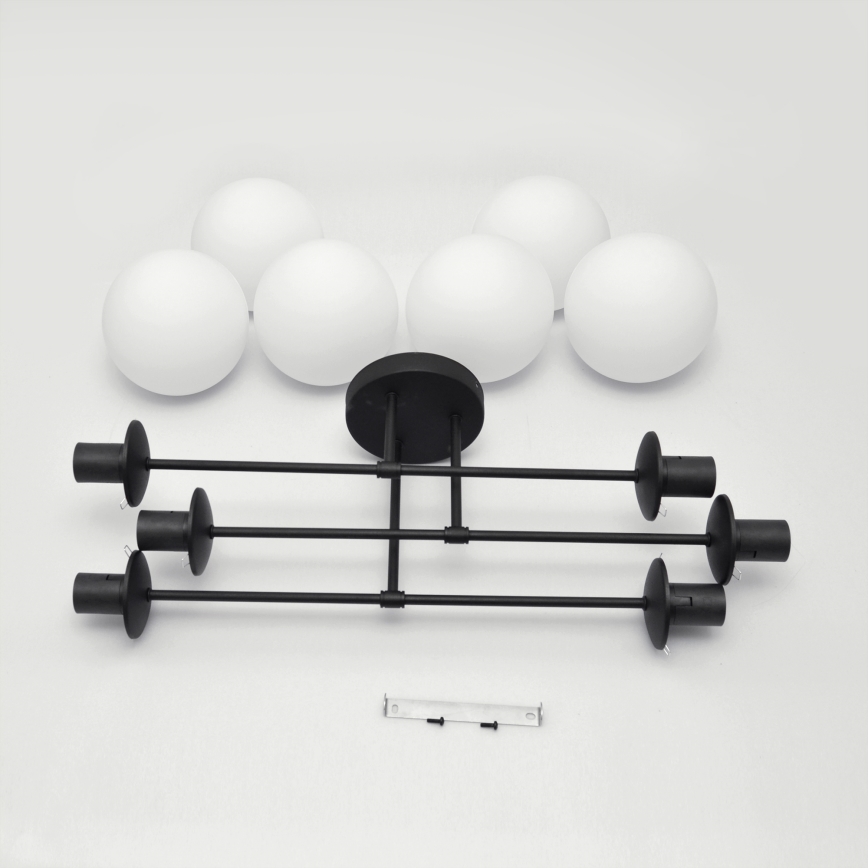 Żyrandol natynkowy MOON 6xE27/15W/230V czarny