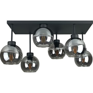 Żyrandol natynkowy NESSA 6xE27/60W/230V czarny/dymny czarny