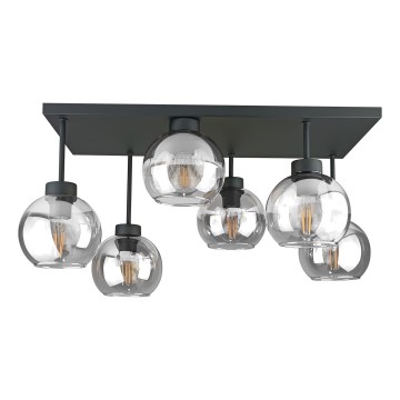 Żyrandol natynkowy NESSA 6xE27/60W/230V czarny/przezroczysty
