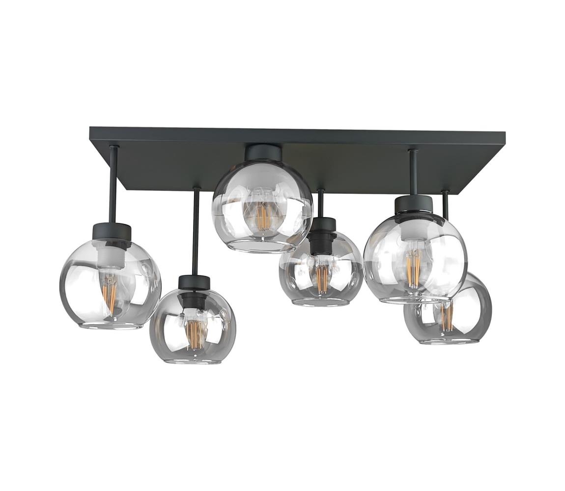 Żyrandol natynkowy NESSA 6xE27/60W/230V czarny/przezroczysty