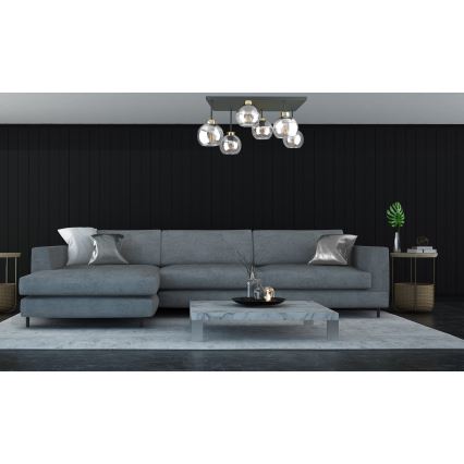 Żyrandol natynkowy NESSA 6xE27/60W/230V czarny/złoty/przezroczysty