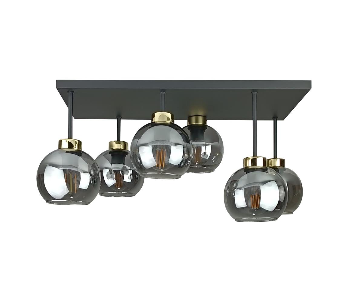 Żyrandol natynkowy NESSA 6xE27/60W/230V czarny/złoty/dymny czarny