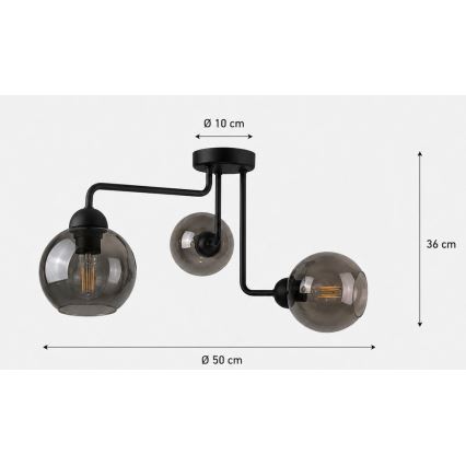 Żyrandol natynkowy OSMO 3xE27/60W/230V czarny