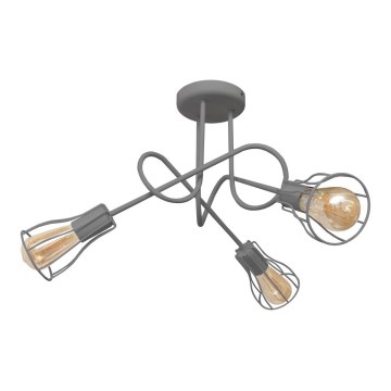 Żyrandol natynkowy OXFORD 3xE27/15W/230V szary