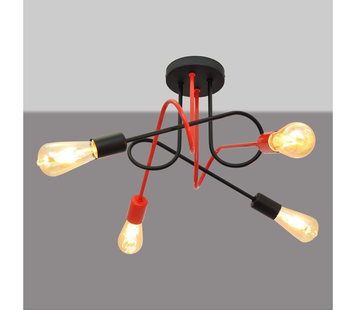 Żyrandol natynkowy OXFORD 4xE27/15W/230V czarny/czerwony