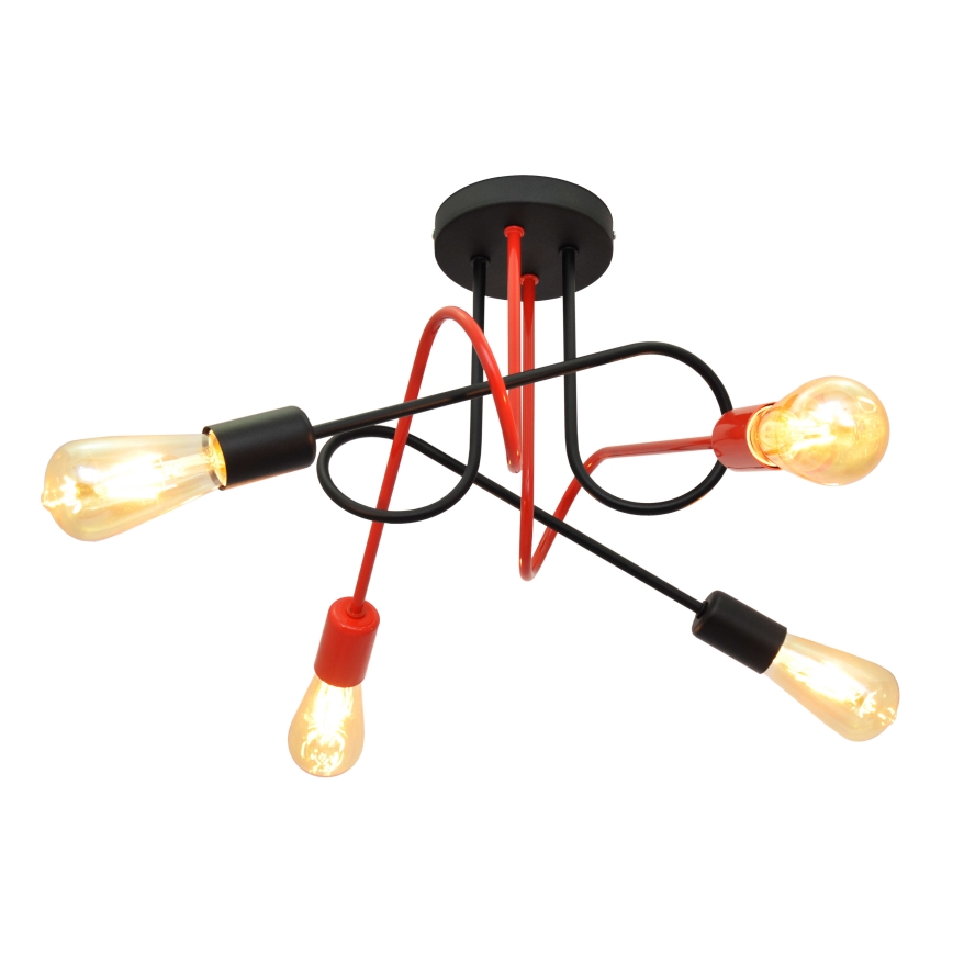 Żyrandol natynkowy OXFORD 4xE27/15W/230V czarny/czerwony