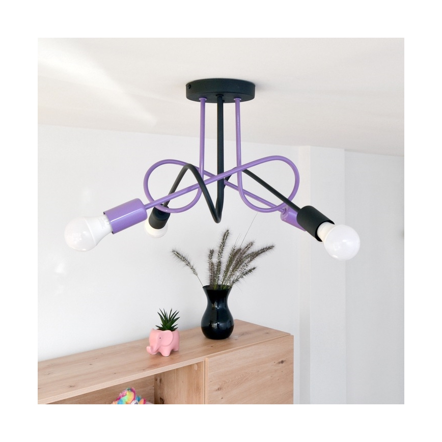 Żyrandol natynkowy OXFORD 4xE27/15W/230V czarny/fioletowy