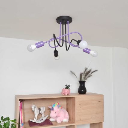 Żyrandol natynkowy OXFORD 4xE27/15W/230V czarny/fioletowy