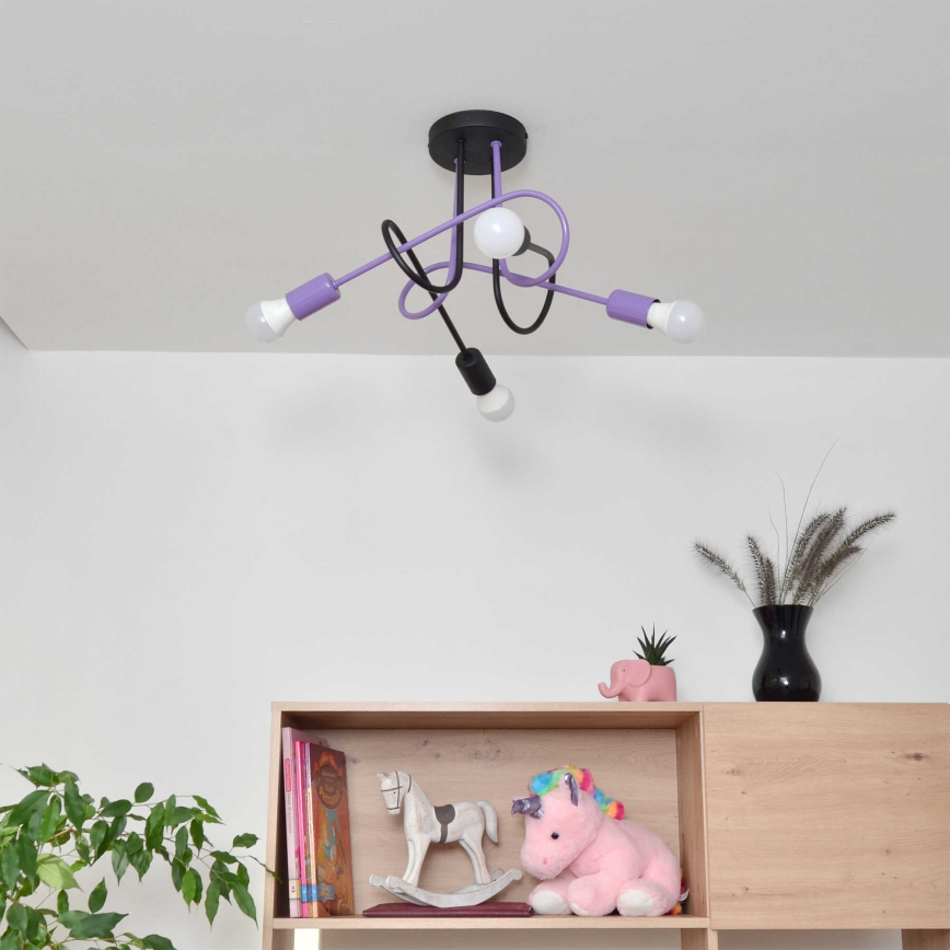 Żyrandol natynkowy OXFORD 4xE27/15W/230V czarny/fioletowy