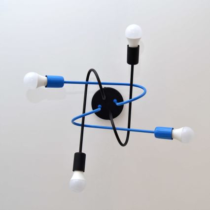 Żyrandol natynkowy OXFORD 4xE27/15W/230V czarny/niebieski