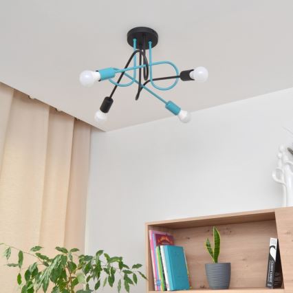 Żyrandol natynkowy OXFORD 4xE27/15W/230V czarny/turkusowy