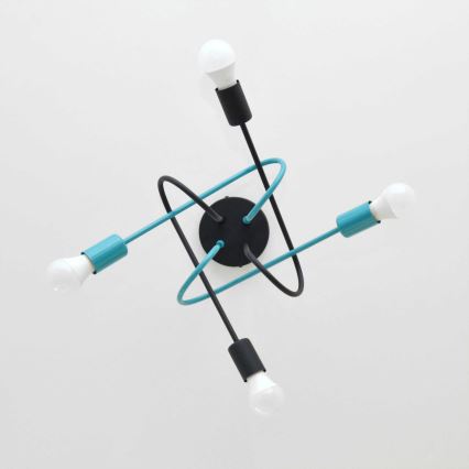 Żyrandol natynkowy OXFORD 4xE27/15W/230V czarny/turkusowy