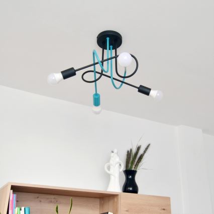 Żyrandol natynkowy OXFORD 4xE27/15W/230V czarny/turkusowy