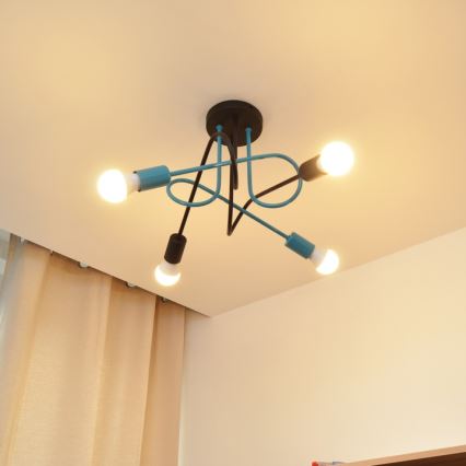Żyrandol natynkowy OXFORD 4xE27/15W/230V czarny/turkusowy
