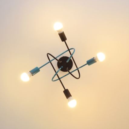 Żyrandol natynkowy OXFORD 4xE27/15W/230V czarny/turkusowy