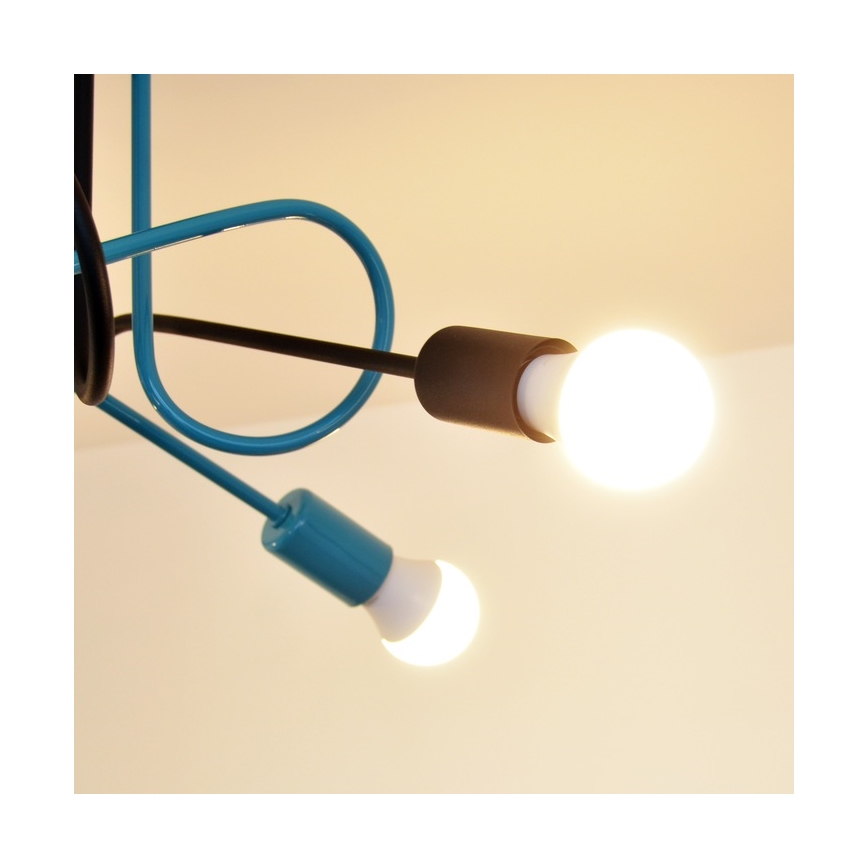 Żyrandol natynkowy OXFORD 4xE27/15W/230V czarny/turkusowy