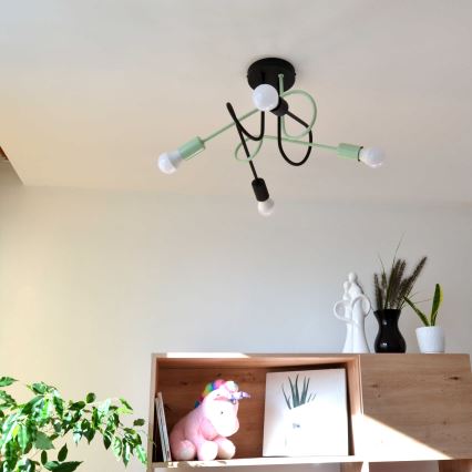 Żyrandol natynkowy OXFORD 4xE27/15W/230V czarny/zielony