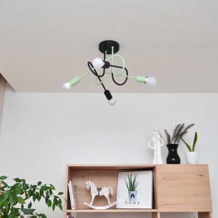 Żyrandol natynkowy OXFORD 4xE27/15W/230V czarny/zielony