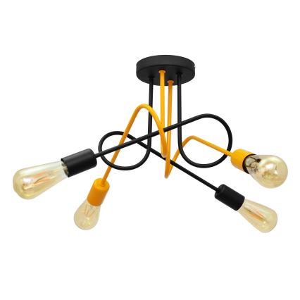 Żyrandol natynkowy OXFORD 4xE27/15W/230V czarny/żółty