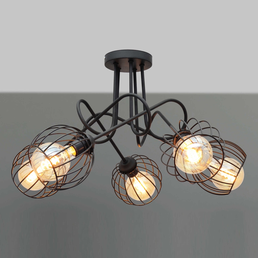 Żyrandol natynkowy OXFORD 5xE27/15W/230V czarny