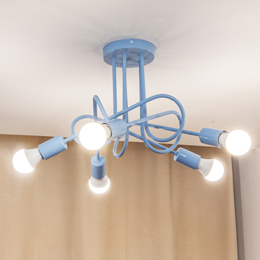 Žyrandol natynkowy OXFORD 5xE27/15W/230V niebieski