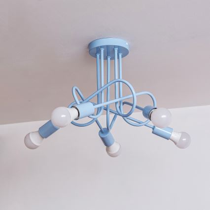 Žyrandol natynkowy OXFORD 5xE27/15W/230V niebieski