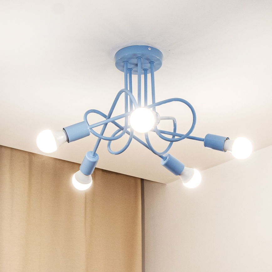 Žyrandol natynkowy OXFORD 5xE27/15W/230V niebieski