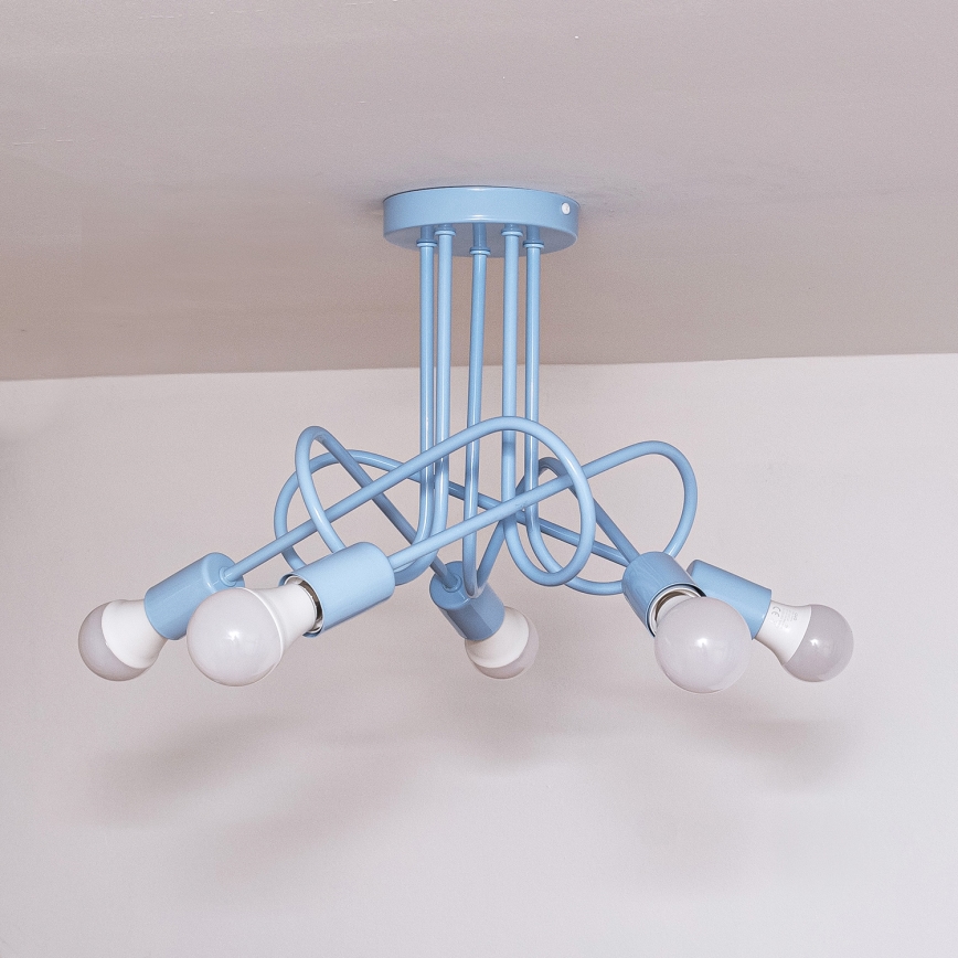 Žyrandol natynkowy OXFORD 5xE27/15W/230V niebieski