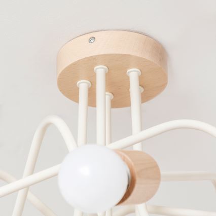 Žyrandol natynkowy OXFORD 5xE27/15W/230V sosna/kremowy