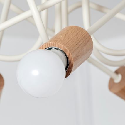 Žyrandol natynkowy OXFORD 5xE27/15W/230V sosna/kremowy