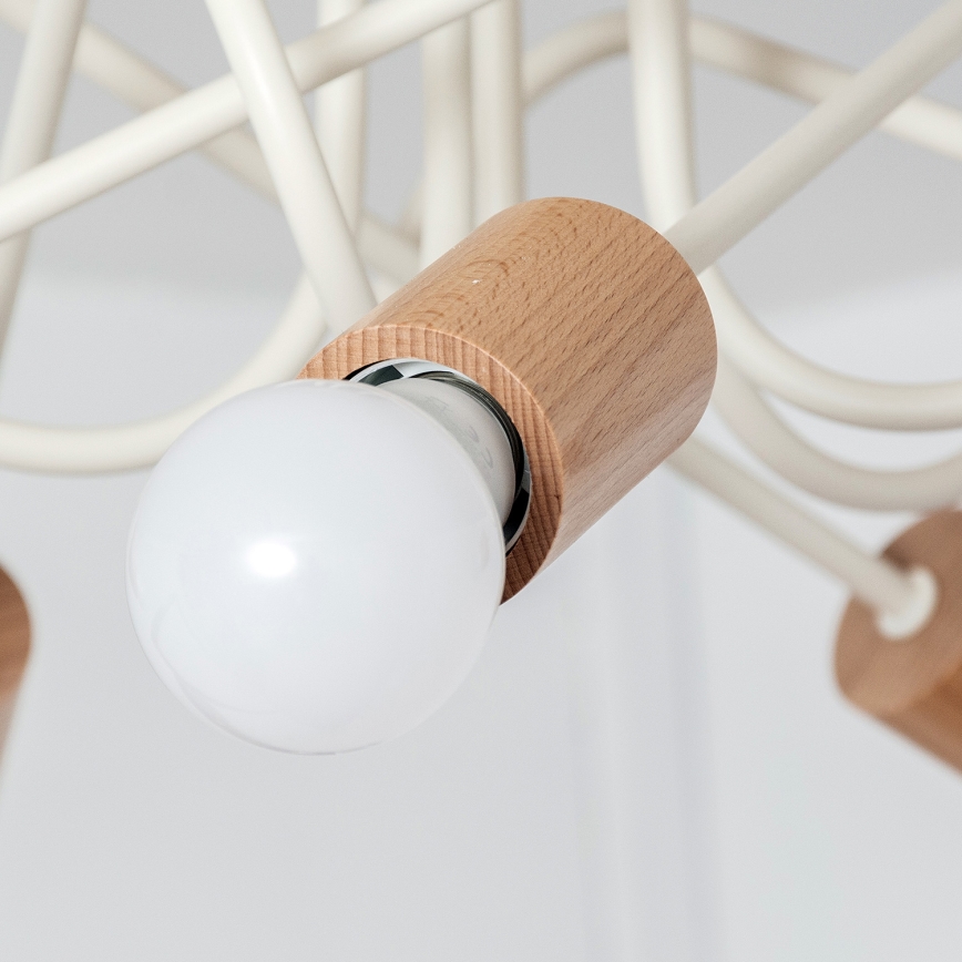 Žyrandol natynkowy OXFORD 5xE27/15W/230V sosna/kremowy