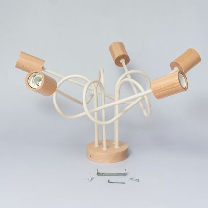 Žyrandol natynkowy OXFORD 5xE27/15W/230V sosna/kremowy