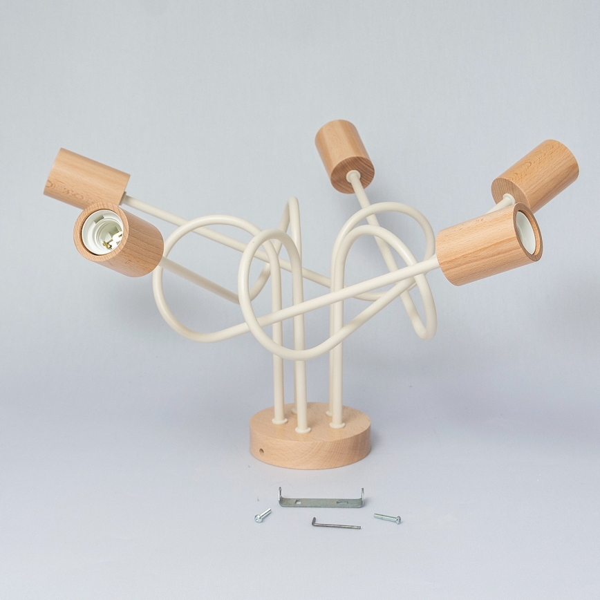 Žyrandol natynkowy OXFORD 5xE27/15W/230V sosna/kremowy