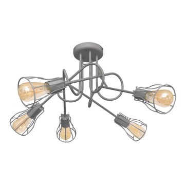 Żyrandol natynkowy OXFORD 5xE27/15W/230V szary