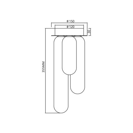 Żyrandol natynkowy PAX 3xG9/9W/230V czarny