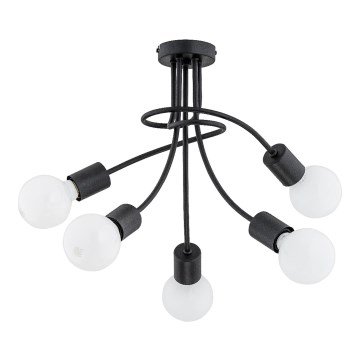 Żyrandol natynkowy PLENA 5xE27/15W/230V czarny