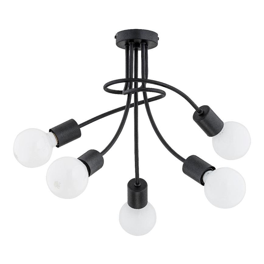 Żyrandol natynkowy PLENA 5xE27/15W/230V czarny
