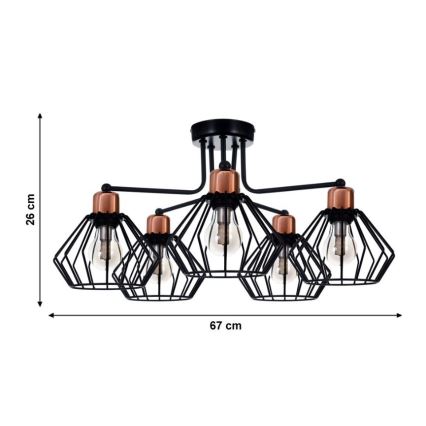 Żyrandol natynkowy PORTO 5xE27/40W/230V