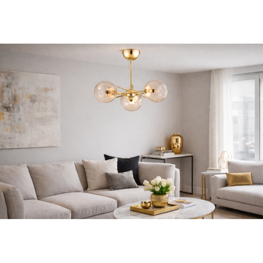 Żyrandol natynkowy PRIMERY 5xE14/10W/230V złoty