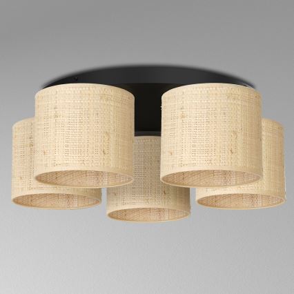 Żyrandol natynkowy RATTAN 5xE27/60W/230V rattan