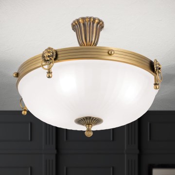 Żyrandol natynkowy ROCCA 4xE27/60W/230V śr. 43 cm brąz/biały