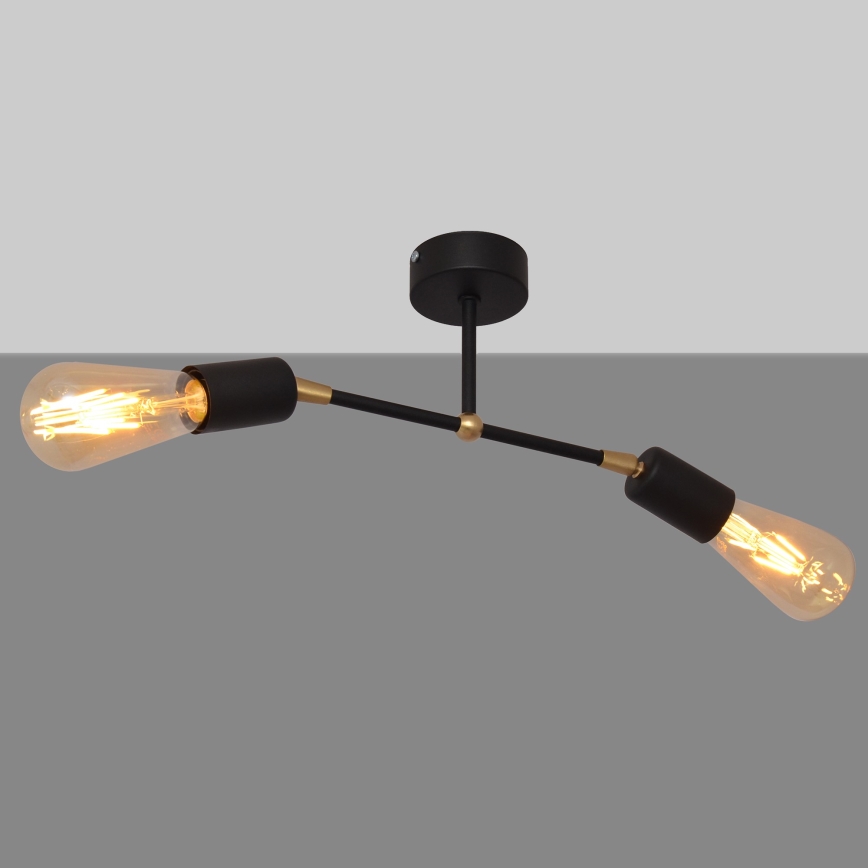 Żyrandol natynkowy ROSETTE 2xE27/15W/230V czarny/złoty