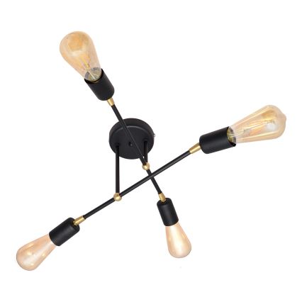 Żyrandol natynkowy ROSETTE 4xE27/15W/230V czarny/złoty