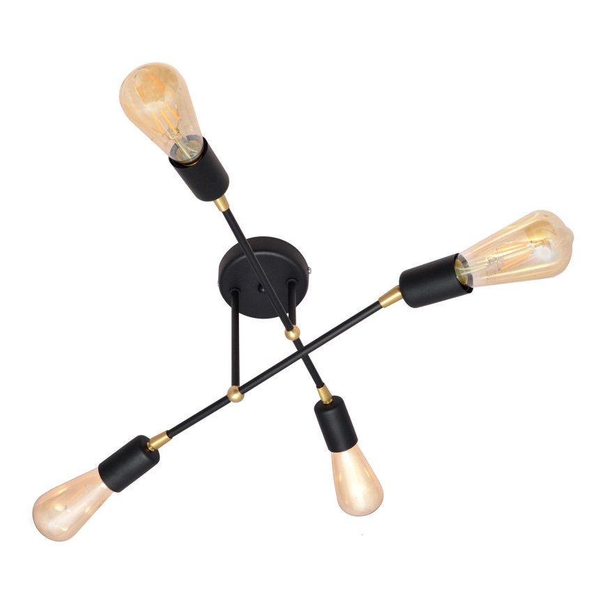 Żyrandol natynkowy ROSETTE 4xE27/15W/230V czarny/złoty